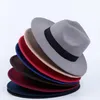 Zachte man winter fedora hoed klassieker warme vrouw hoed brede brij gemiddelde breedte gorra hombre winter vintage dame mode183a