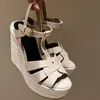 Casual Designer Fashion Women Shoes Black Patent Leather Strappy Wedge High Heels Slingback Sandals Party Shoes