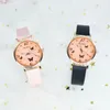 Relógios de pulso Moda Rose Gold Butterfly Dial Watches for Women With Bracelet Ladies Quartz Wristwatch