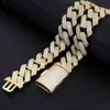 Anpassad 20mm Iced Necklace Miami 925 Sterling Silver Gold Plated Diamond Moissanite Cuban Link Chain