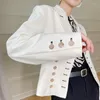 Kobiety damskie Krótka kurtka dla kobiet 2023 Autumn Office Lady ramię wyściełane białe blezer kurtki Brytyjskie styl znamionowy kwartalność