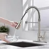 Kökskranar Svart borstat nickelkran Dra ut Spout Sink Mixer Tap Stream Sprayer Head Gold/Chrome Taps Deco Pad