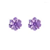 Brincos de garanhão super feminina feminina simples Flor Purple Series florestas pequenas jóias frescas