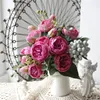 Decorative Flowers 5 Forks Little Peony Flowers Bouquet Filippos Rose Imitation Flower Home Wedding Rose Bundle