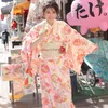 Etniska kläder 2023 japansk vintage stil kvinnoklänning traditionell kimono rosa yukata badrock cosplay pografi a306