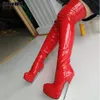 2018 femmes sur le genou botte 18 cm mince talon haut Sexy fétiche Zip mode cuissardes discothèque pôle danse Bo2354