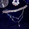 Kedjor glänsande full strass kedja multi-lagers halsband smycken för kvinnor uttalande lång tofs choker crystal collar party jewell