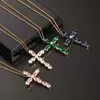 Großhandel Mode Diamant Gold Kreuz Anhänger Halskette für Frauen