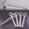 On Balance Tuyau de brûleur à mazout en verre 2cm Longueur Dia 30mm Épaisseur de la boule Tube de verre Pipe à ongles à l'huile Pipes à fumer à la main avec deux pieds Prix le moins cher