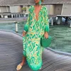 Plus size Dresses Fashion Maxi For Women V Neck Long Sleeve Party Boho Vintage Print Size Loose Casual Vesitdos 230512