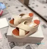 Ladies Straw Wedge Sandals Heels Summer Open Toe Cross Strap Outdoor Beach Casual Shoes 35-40 Sizes With Box