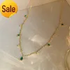 Fashion fine jewelry 925 sterling silver emerald waterdrop pendant 18k gold plated cubic zirconia necklace for women