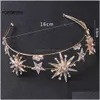 Hair Jewelry Barroce Princess Diadem Bling Star Tiara e Crown Goldsier Color Metal Metal Heads for Bride Drop Deliver Dhgarden Dhtzp