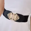 Riemen vrouwen rekken casual elastische damesjurk aan knappe brede taille riem retro buckle tailleband wilde rokbanden