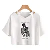 T-shirt da donna Vneck sciolto manica corta maglietta Harajuku camicia streetwear Y2K abbigliamento estetico Tee vestiti gotici crop top Punk Skull