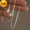 Élégant collier en or 14 carats avec diamants 0,2 ct S925 en argent sterling avec diamant solitaire pour femme