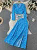 İki parçalı elbise tekre kadın şifon tatil bohem parçaları yaz dantel yukarı üst bölünmüş uzun etek setleri y2k çiçek baskısı plaj 230512