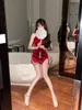 Casual jurken sexy Chinese stijl cheongsam jurk dames split ultra short fluwelen mouwloze herfst en winterhollow out vrouw
