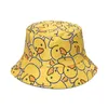 Novo chapéu fofo e fofo da tigela, sola de sol e protetor solar do sexo masculino, desenho animado pequeno pato amarelo, chapéu de pescador, fêmea