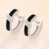 Hoop Earrings LByzHan Fashion 925 Sterling Silver Stud Round Design Black Earring For Women Jewelry