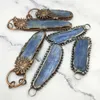 Partihandel naturlig rå blå kyanit stenhänge antik brons lödda ädelsten charm kristaller chips smycken för män kvinnor
