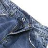 Jeans Kidscool Espaço Crianças meninas/meninos calças jeans desgastadas elástica de borda Banda dentro de buracos rasgados lavados Slim