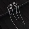 Backs Earrings Punk Style Multilayer Line Tassel Non-Piercing Cuff Ear Clip Earring For Women Shiny Chain Fake Cartilage Piercing Jewelry