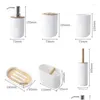 Badzubehörset Haushaltspflege Lotion Flasche Zahnbürste Mundwasser Tasse Seifenkiste Bambus Badezimmerprodukte 6 Stück Drop Deliv Dhdtq
