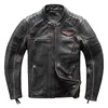 Men's Leather & Faux Genuine Jacket Men Luxury Bomber Moto Biker Fashion Vintage Tough Guy Top Gun Cowhide Coats Mens Sale