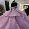 Abiti di quinceanera principessa viola 2024 abito da ballo a cuore sexy dolce 16 vestidos lungo il treno 15 anos con un concorso su misura