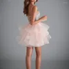 Feestjurken guxqd spaghetti kralen lijfje korte homecoming jurk tule prom pailletten prinses jurk 8 grade afstuderen