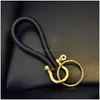 Key ringen retro keten metaalleren sleutelhanger feest minimalistische stijl haak hoefijzer buckle drop levering sieraden dhmhk