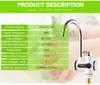 Värmare ATWFS Electric Hot Faucet Water Heater Electric Tankless Water Heating Kitchen Facet Digital Display Instant Water Tap 3000 W