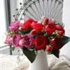 Decorative Flowers 5 Forks Little Peony Flowers Bouquet Filippos Rose Imitation Flower Home Wedding Rose Bundle