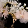 Klipsy do włosów Barrettes Akcesoria ślubne różowe przędza kwiatowe kwiatowe opaski na głowę kolczyki pałąki do włosów Perły patyki dla kobiet biżuteria ślubna panna młoda