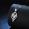 1ao1 Chains Zfsilver Fashion 1ct Classic 925 Silver Moissanite Double Heart Necklace for Girl Women Accessories Luxury Charm Wedding Jewelry