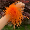 Sleevelet Arm Sleeves 1 PC Wide Style Women's Real Ostrich Feather Slap Bracelets Fashion Long Turkey Cuff Fur Band Wristband S43921PC 230512