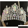 Joyería para el cabello Moda Sier Color Crystal Queen Gran Corona Nupcial Tiara Mujeres Belleza Concurso Novia Accesorios Drop Deliv Dhgarden Dhq9H