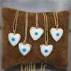 Pendant Necklaces 18inch 10pcs/lot Design Enamel Charm Necklace Heart With Eye Shape Component Plated Chain Wholesale