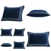 Kudde/dekorativ kudde solid kudde er fyrkantig dekorativ veet fodral modern mörkblå midja koussin soffa stol heminredning drop del dhp2r