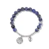 Strand Tree Of Life Bracciale Agate verdi Braccialetti con perline color argento per donna Uomo Braccialetti con ciondoli a cuore Gioielli per meditazione yoga