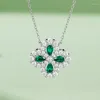 Pendant Necklaces 1.0CT Lab Growth Emerald Necklace Gold Plated Moissanite Jewelry 925 Sterling Silver Green Jewellery