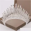 Haar sieraden trendy sier kleur tiaras kristal koningin grote kroon bruids tiara dames optocht drop levering haarjewelry dhgarden dhtkz