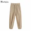 Pantalones de mujer Capris Huaxiafan Dresy Damskie Moda Cintura alta Acogedor plisado Cremallera Dobladillo elástico Pantalones tobilleros femeninos Pantalones Muj