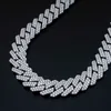 Custom 20mm Iced Necklace Miami 925 Sterling Silver Gold Plated Diamond Moissanite Cuban Link Chain
