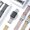 Pulseira inteligente pulseira 3 contas de pulseira de aço inoxidável Banda de faixas de metal faixas de cinta de metal WatchBand para Apple Watch Series 2 3 4 5 6 7 8 SE Ultra iwatch 38 40 41 42 44 45 49mm