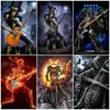 Stitch Europe And America Gothic Diamond Embroidery Skull Play Guitar Mosaic Painting Wall Art Horror Theme Picture For Living Room