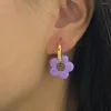 Boucles d'oreilles cerceau 2023 arrivée couleur fleur résine acrylique couleur or boucle d'oreille pour femmes filles mignon cadeau bijoux