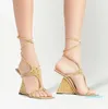 Sandales compensées en daim strass talon haut bouts ouverts bout carré chaussures de soirée cheville enveloppant femme sandale