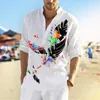 Camisas casuais masculinas Spring Men Bagggy Parrot Butterfly Printe